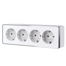 Изображение Розетка четверная с заземлением и шторками Gallant белая W5072210